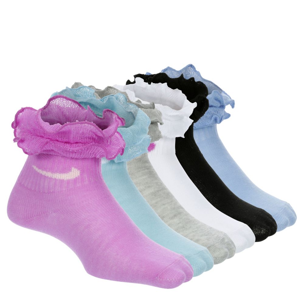 Assorted Nike Girls 5-7 Ruffle Ankle Quarter Socks 6 Pairs | Rack Room ...