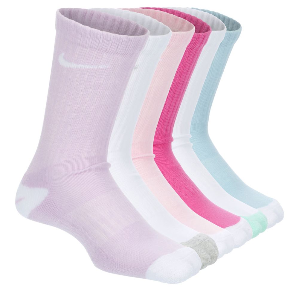 GIRLS SMILEY CREW SOCKS 6 PAIRS