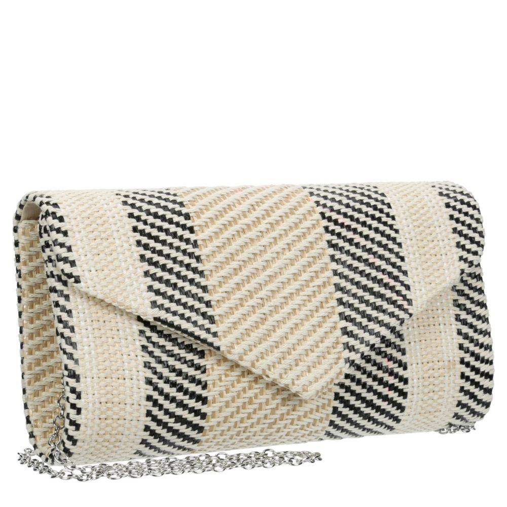 WOMENS STRIPE STRAW CLUTCH