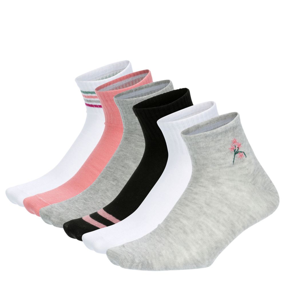 WOMENS QUARTER SOCKS 6 PAIRS - ASSORTED