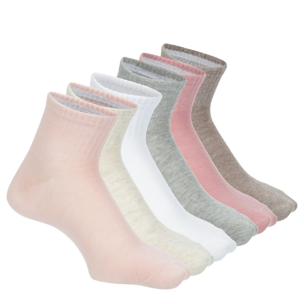 WOMENS QUARTER SOCKS 6 PAIRS - ASSORTED