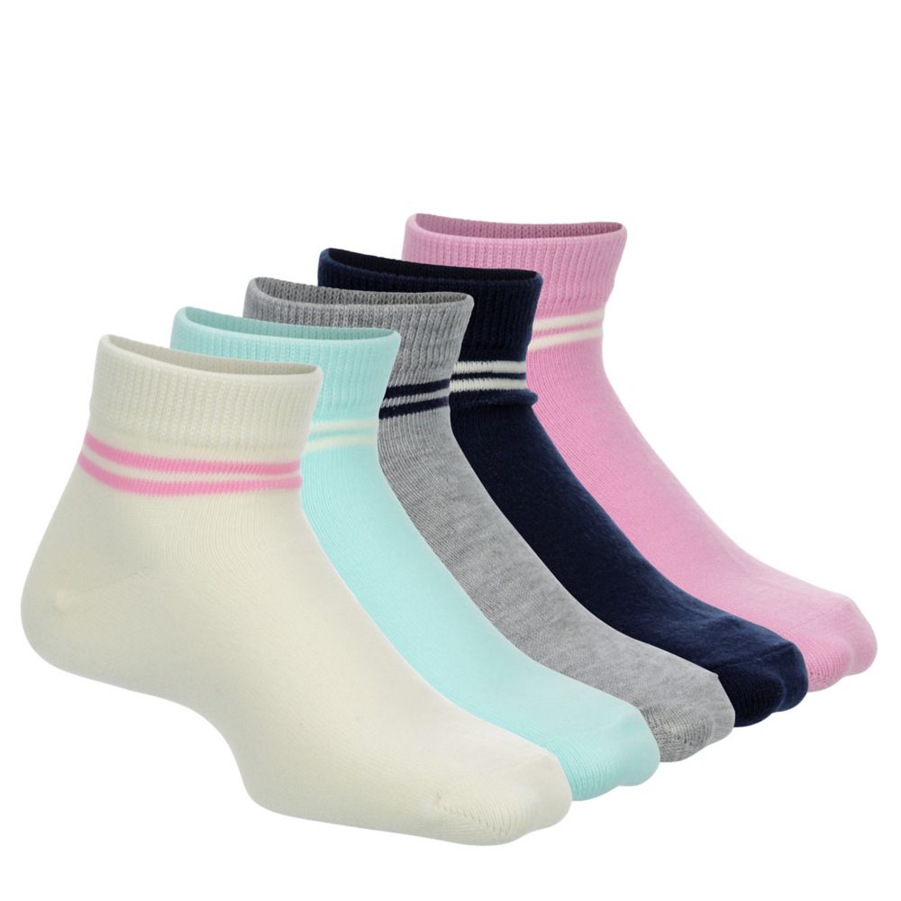 GIRLS THIN WELT VARSITY QUARTER SOCKS 5 PAIRS