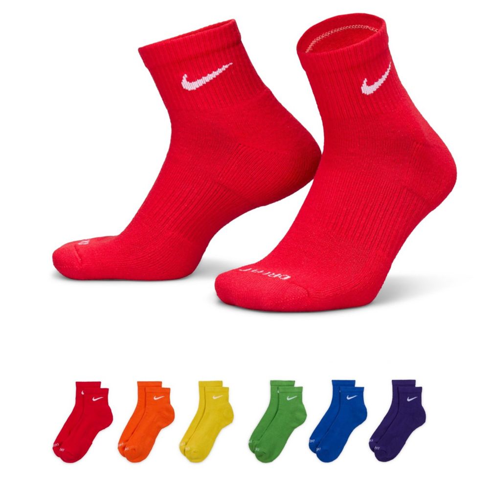 NIKE MENS LARGE QUARTER SOCKS 6 PAIRS RAINBOW