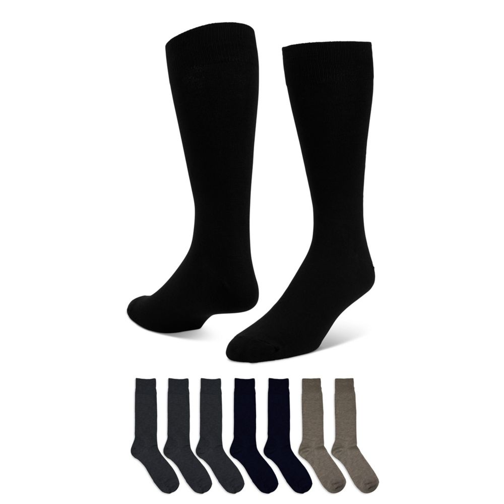 MENS LARGE DRESS CREW SOCKS 7 PAIRS