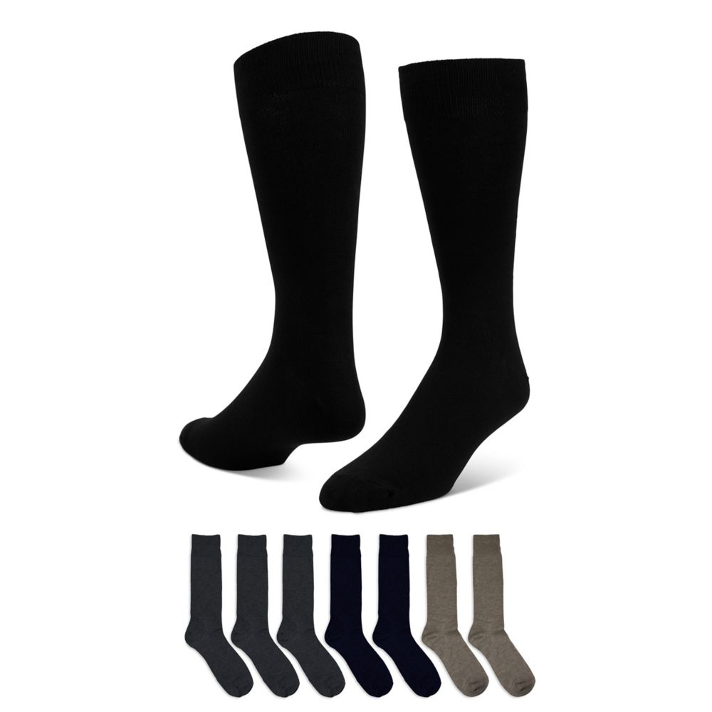 MENS MEDIUM DRESS CREW SOCKS 7 PAIRS