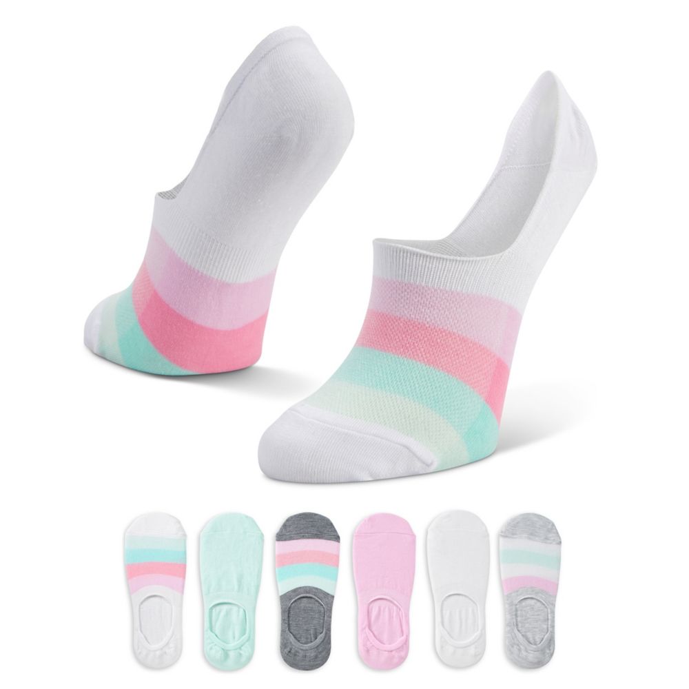 WOMENS MESH BLOCKED LINER SOCKS 5 PAIRS