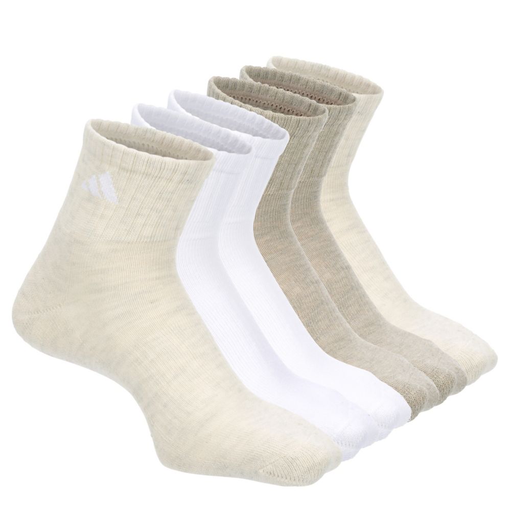 Beige Adidas Womens Athletic Cushioned Quarter Socks 6 Pairs | Rack ...