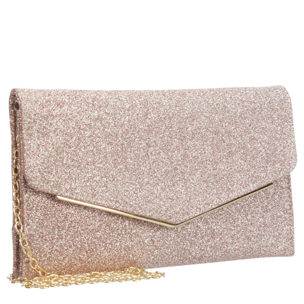 WOMENS GLITTER DOUBLE COMPARTMENT ENVELOPE HANDBAG