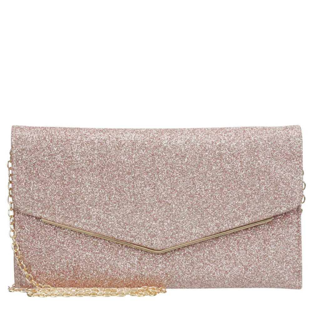 WOMENS GLITTER DOUBLE COMPARTMENT ENVELOPE HANDBAG