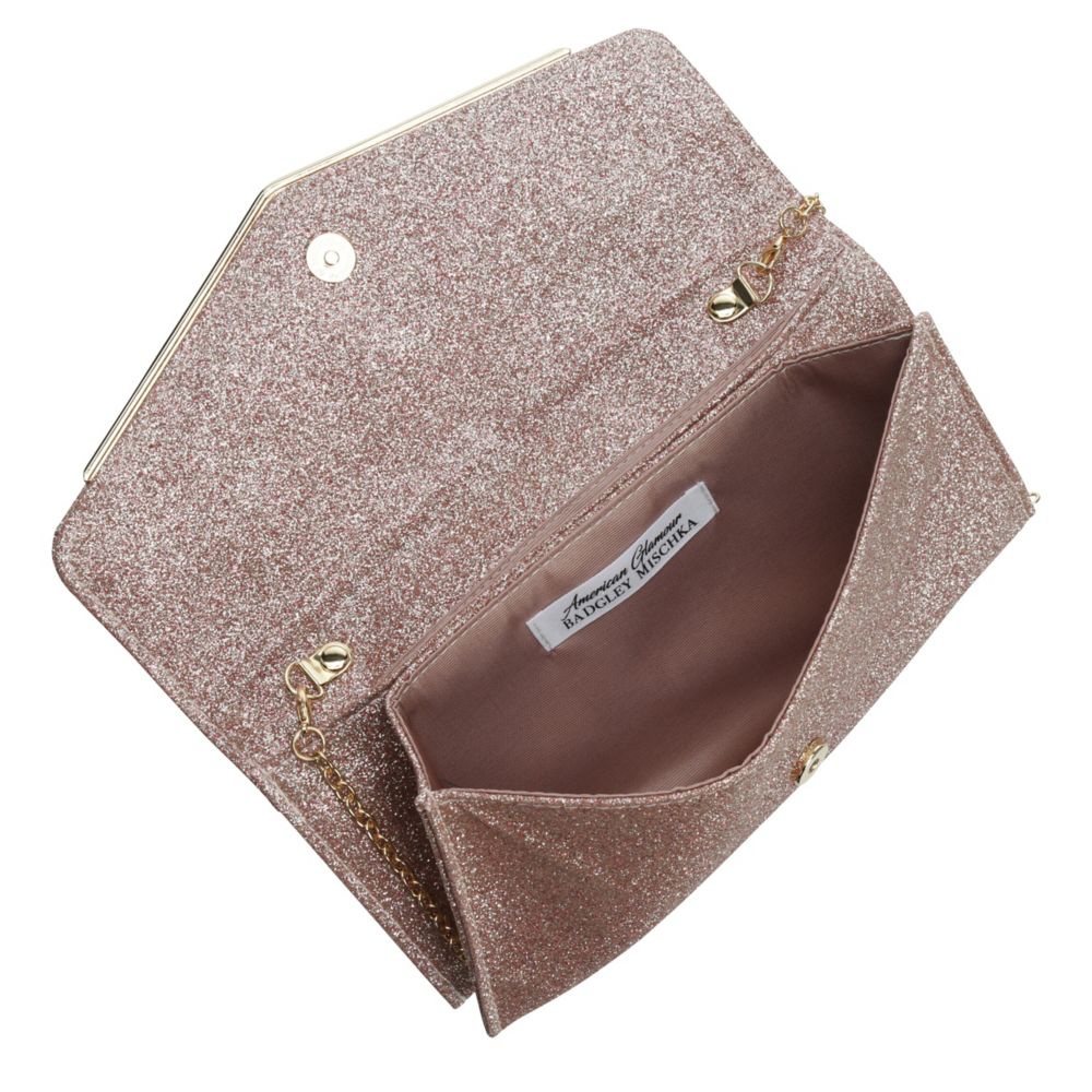 WOMENS GLITTER DOUBLE COMPARTMENT ENVELOPE HANDBAG