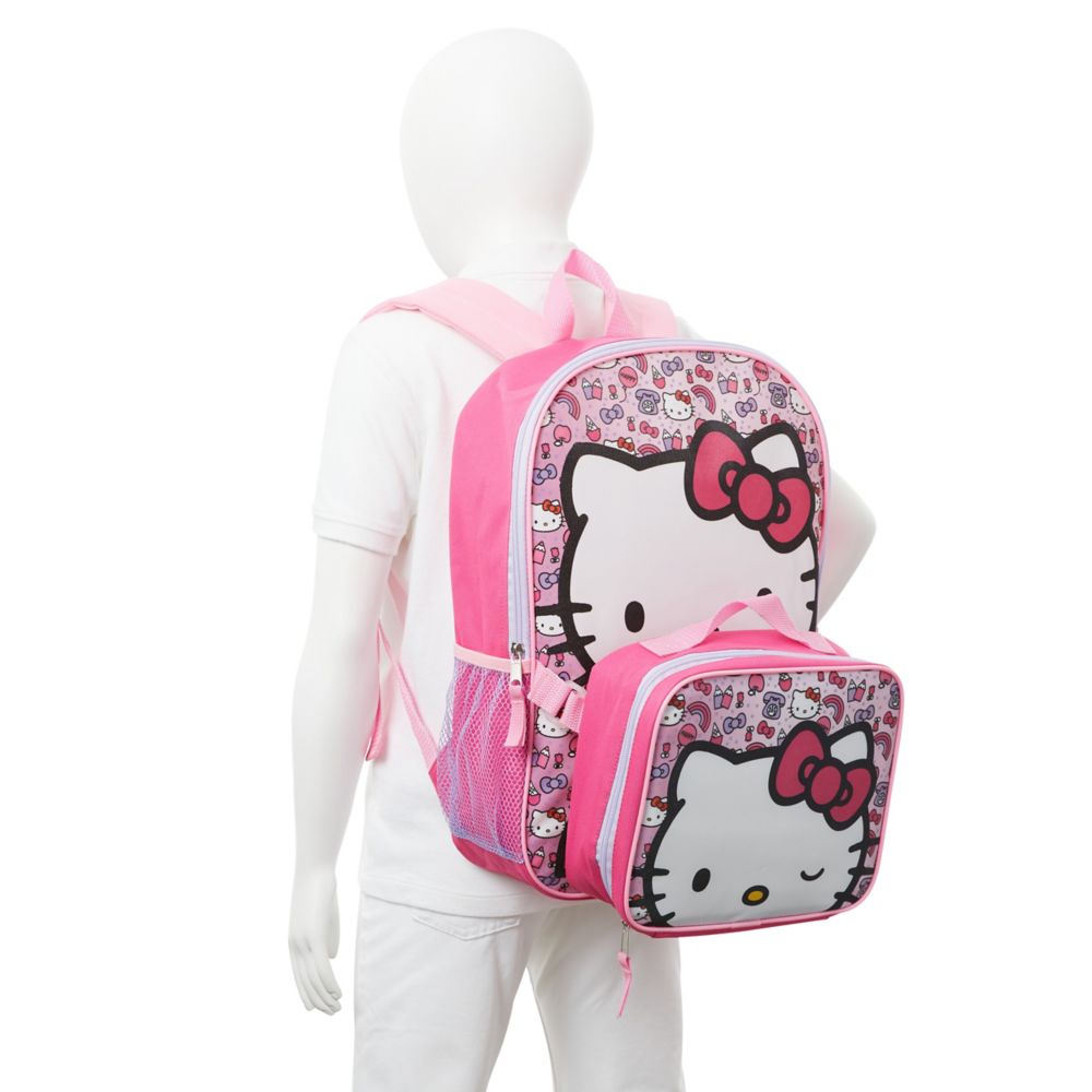 GIRLS HELLO KITTY BACKPACK SET WITH LUNCHBOX