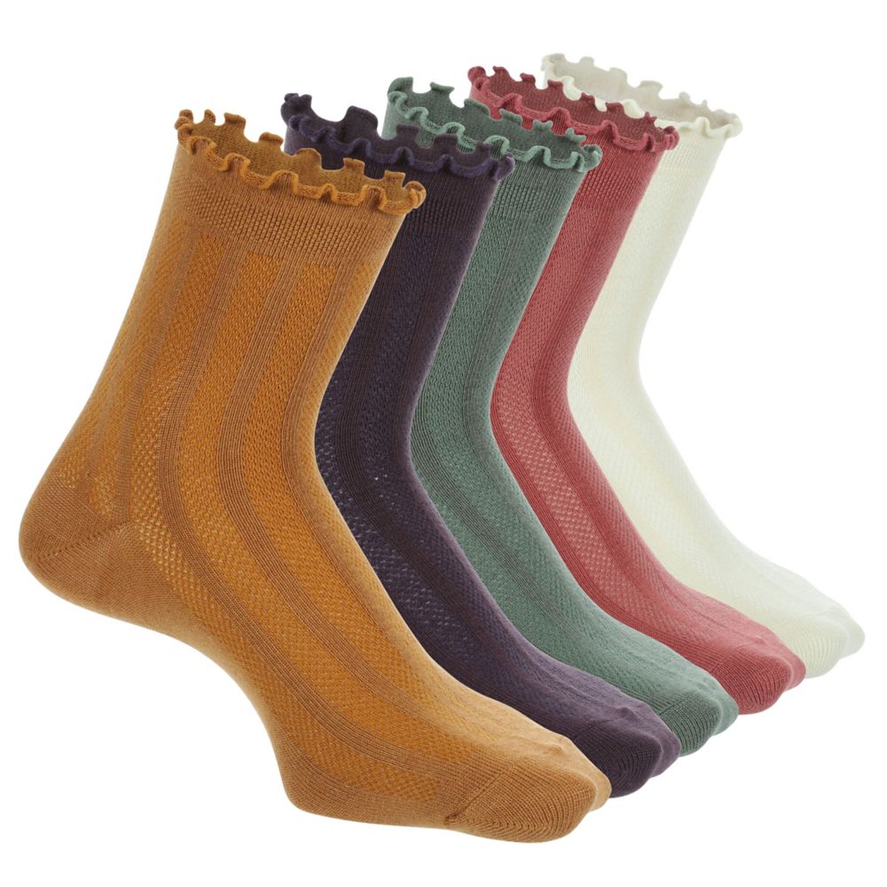 WOMENS LETTUCE EDGE QUARTER SOCKS 5 PAIRS