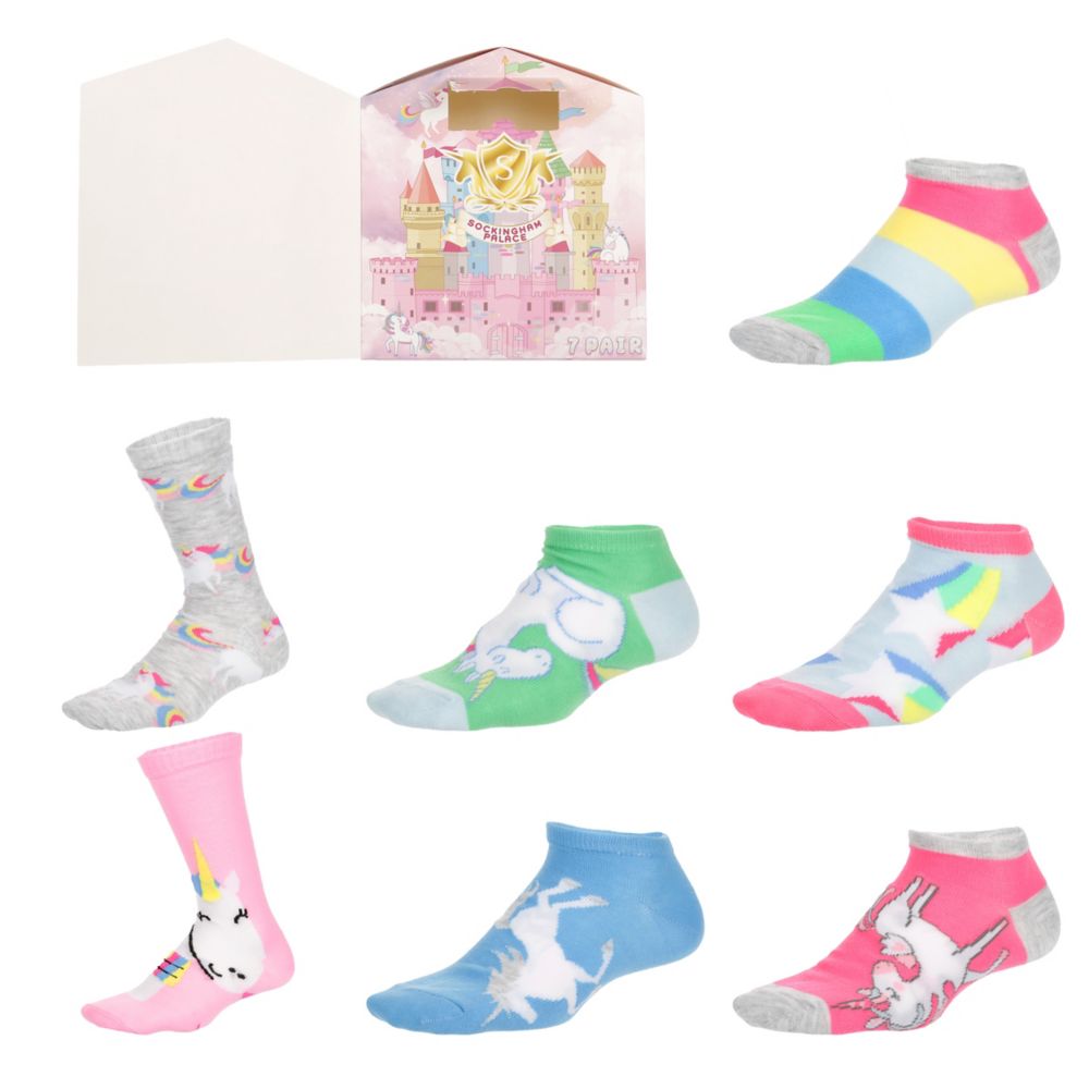 GIRLS SOCKINGHAM PALACE BOX SET 7 PAIRS