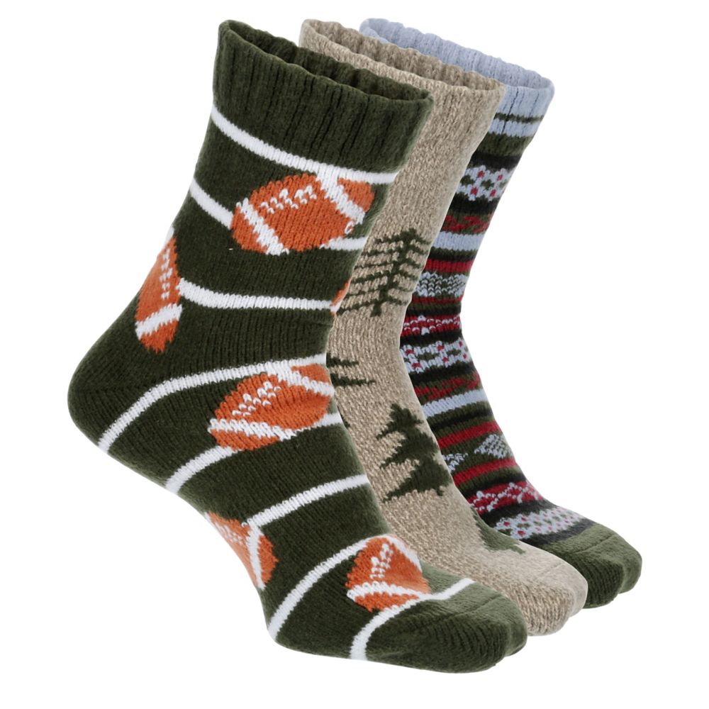 MENS PINE SCENTED HOLIDAY TREE CREW SOCKS 3 PAIRS