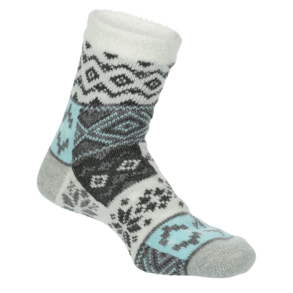 WOMENS ALOE INFUSED PATCHWORK FROZEN CREW SOCK 1 PAIR