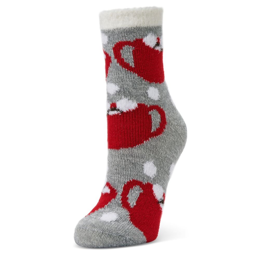 Grey Fireside Womens Aloe Infused Coffee Lovers Crew Sock 1 Pair Rack