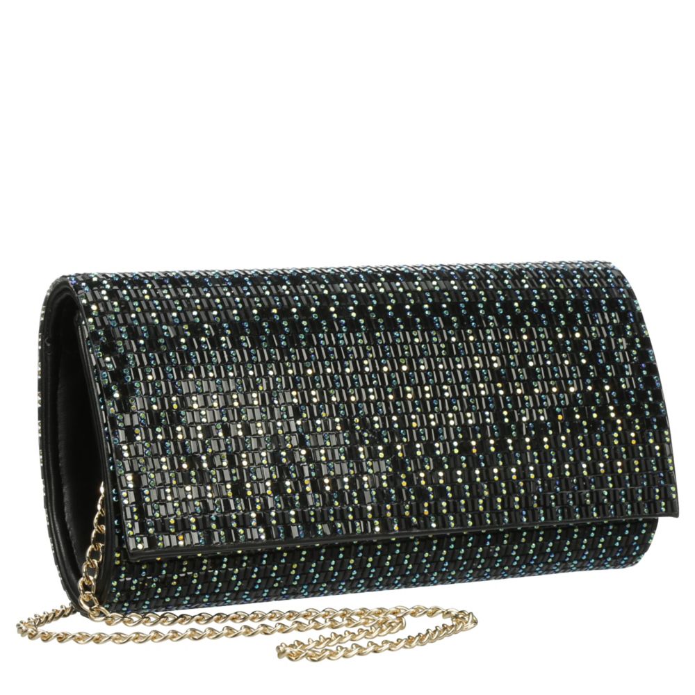 WOMENS CRYSTAL FLAP ROLL CLUTCH