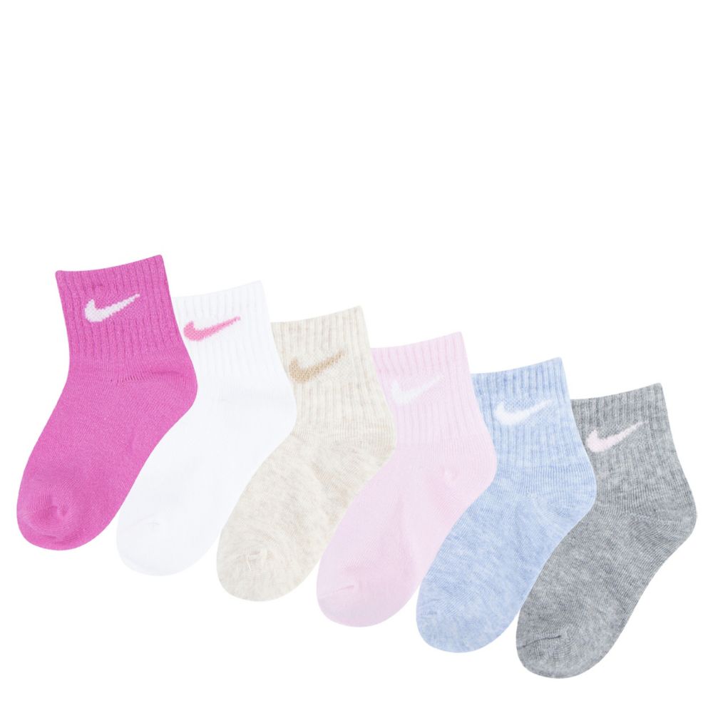 GIRLS 12-24 MONTH CREW SOCKS 6 PAIRS