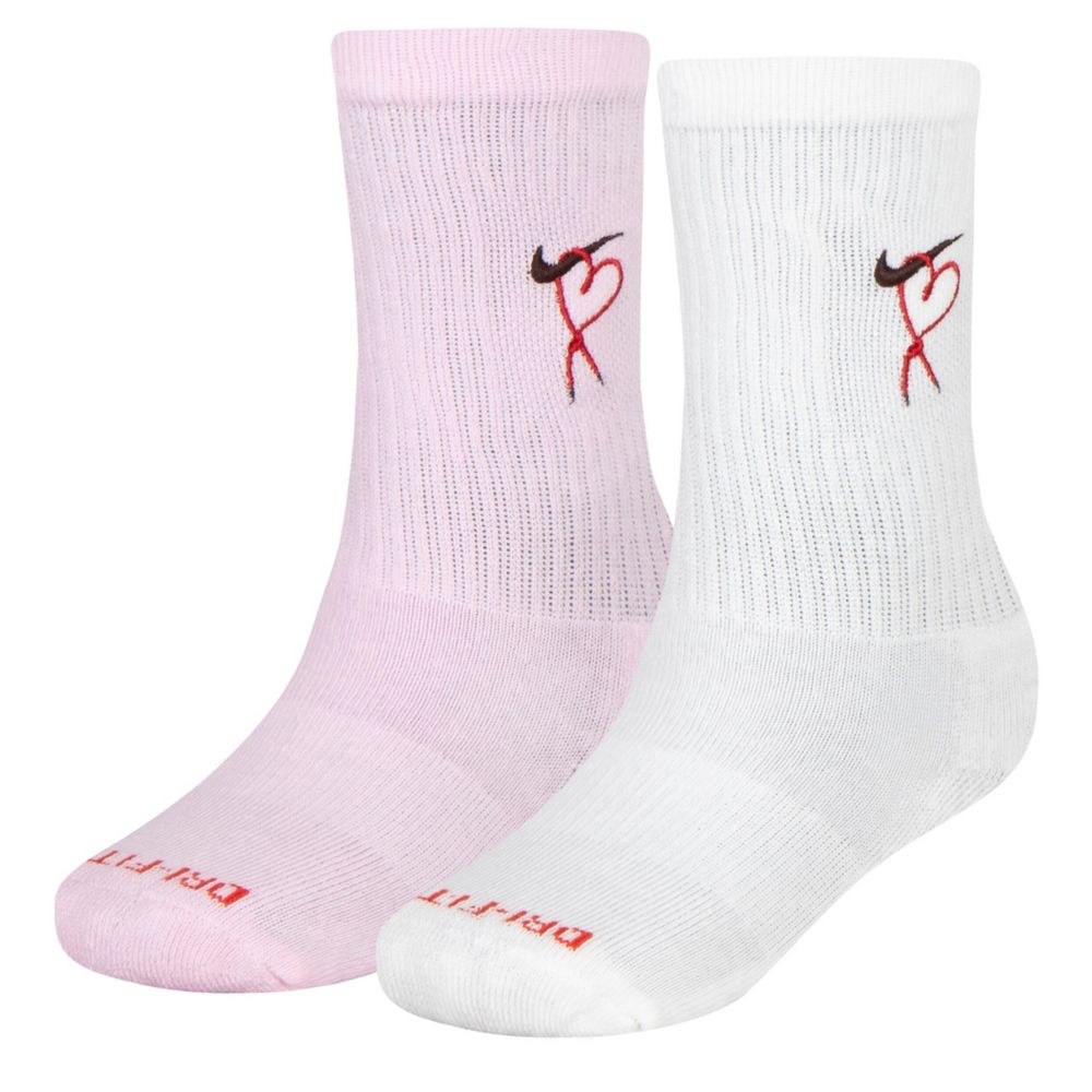 GIRLS VALENTINES DAY CUSHIONED CREW SOCKS 2 PAIRS