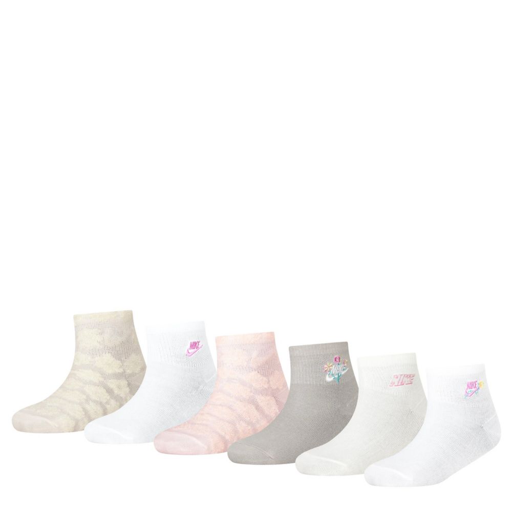 GIRLS FLORAL QUARTER SOCKS 6 PAIRS
