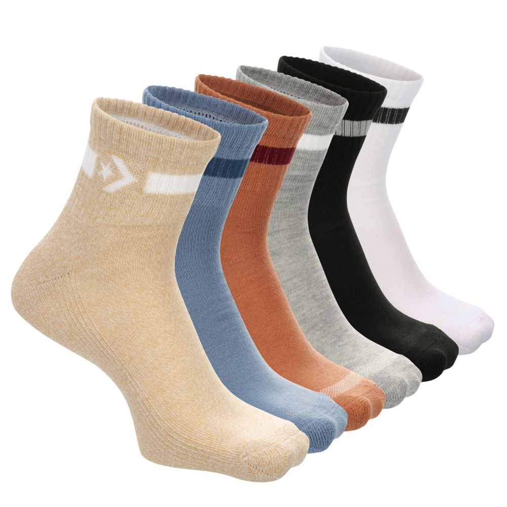 MENS CHEVRON MID STRIPE QUARTER SOCKS 6 PAIRS