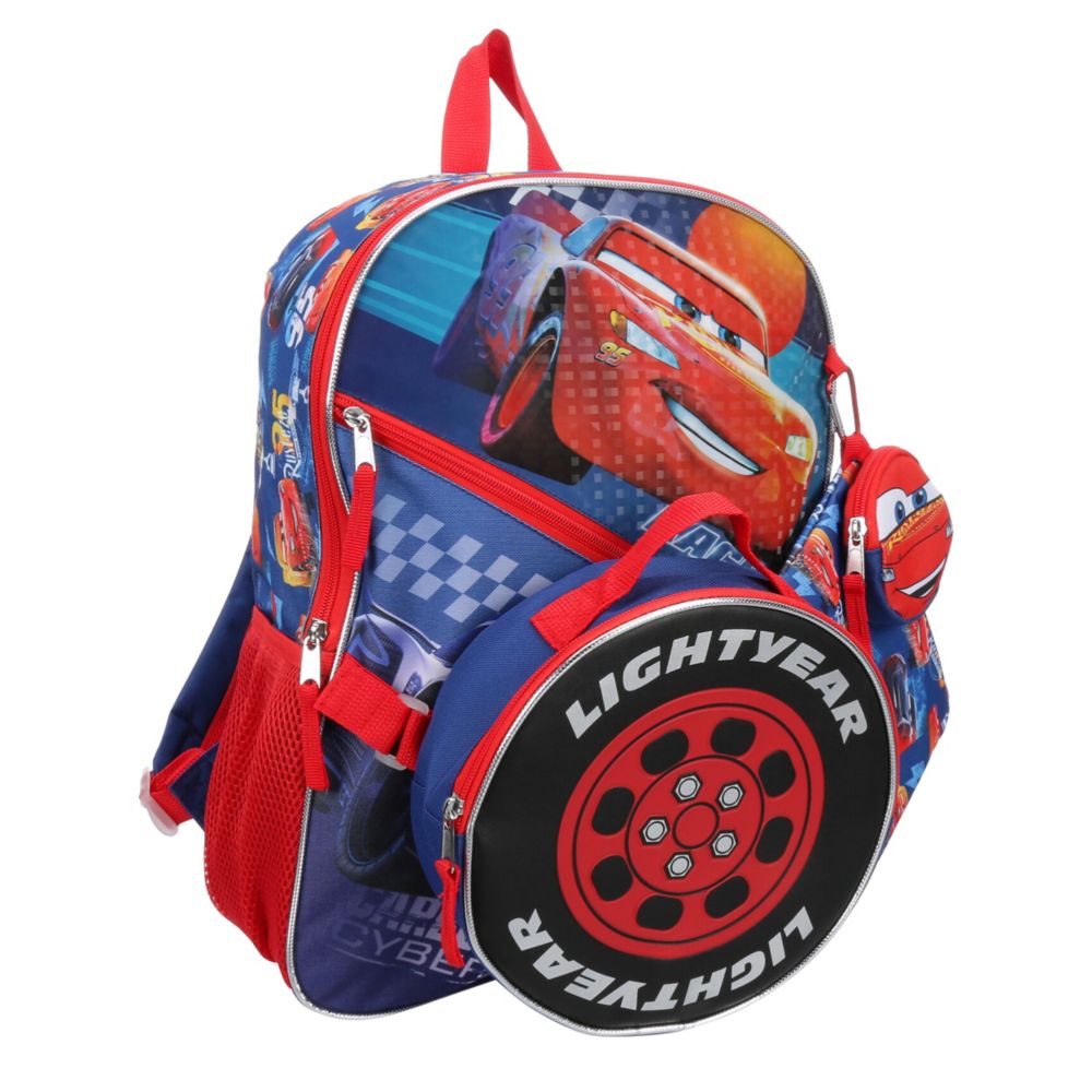 BOYS 5 PIECE CARS BACKPACK SET