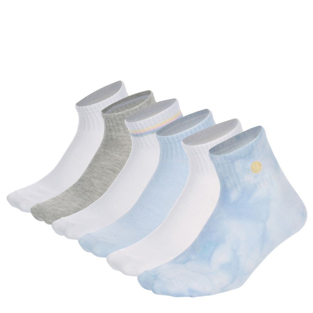 WOMENS EMILEY EMBROIDERED ATHLETIC QUARTER SOCK 6 PAIRS