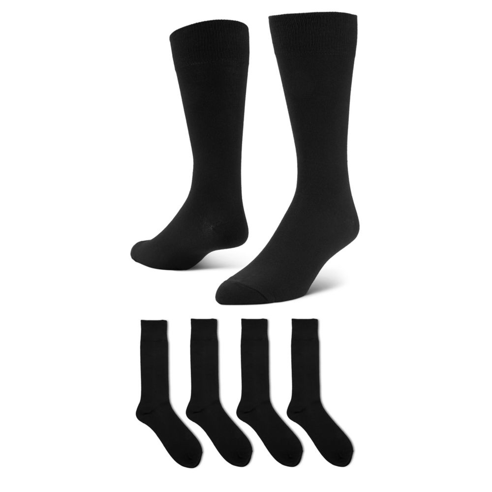MENS FLAT KNIT DRESS CREW SOCKS 4 PAIRS