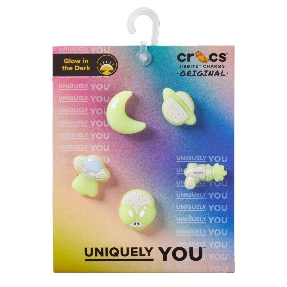 UNISEX GLOW IN THE DARK SPACE 5 PACK JIBBITZ
