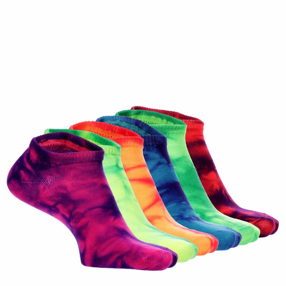 WOMENS TIE DYE NO SHOW SOCKS 6 PAIRS