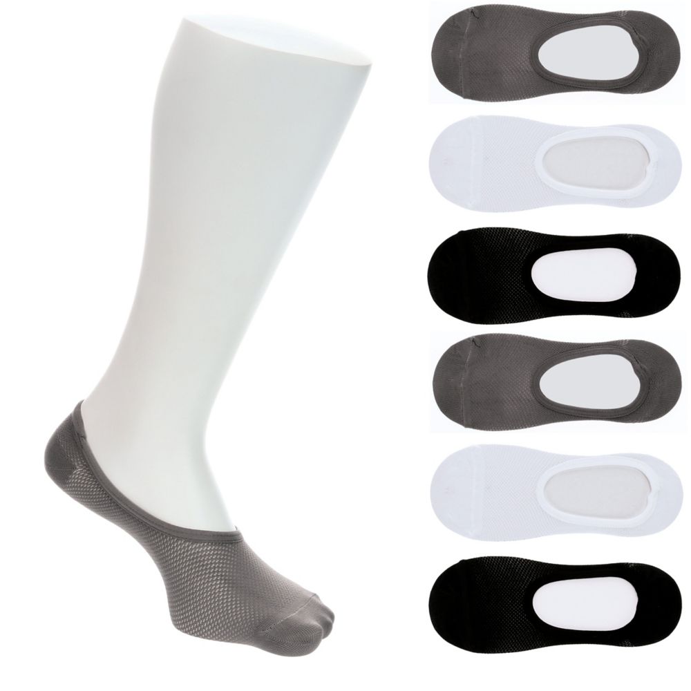 Grey Womens Mesh Super No Show Socks 6 Pairs, Ladeda