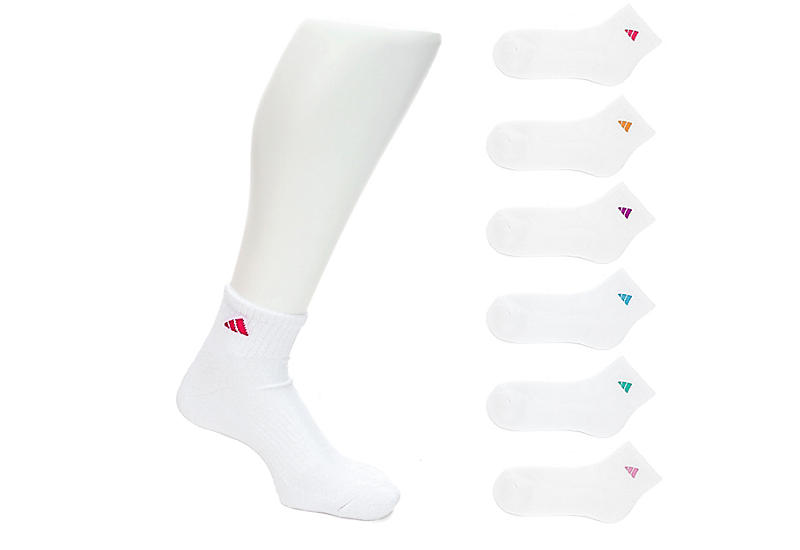 White Adidas Womens Cushioned Quarter Socks 6 Pairs | Ankle Socks | Rack  Room Shoes