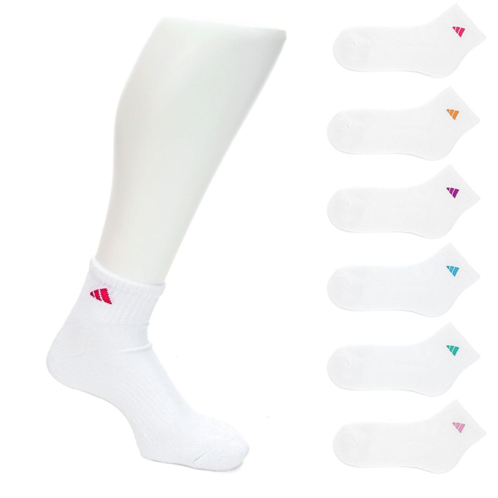 White Adidas Womens Cushioned Quarter Socks 6 Pairs | Ankle Socks | Rack  Room Shoes