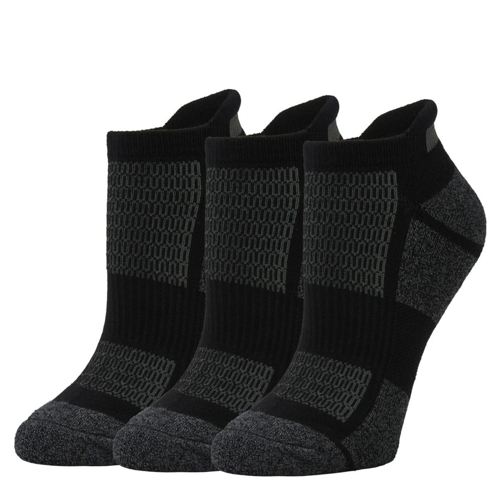 Black Womens Marled Tab No Show Socks 3 Pairs, Sof Sole