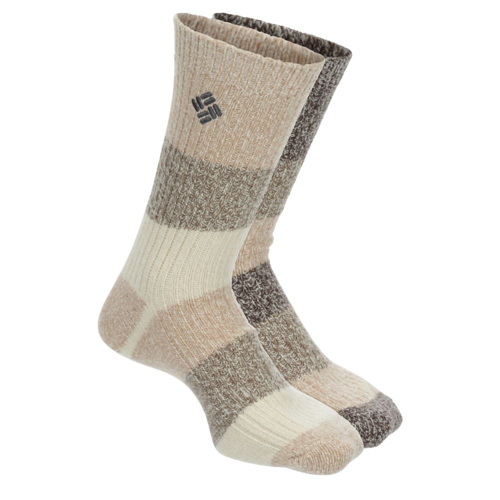 Brown Womens Super Soft Micro Poly Marled Crew Socks 2 Pairs