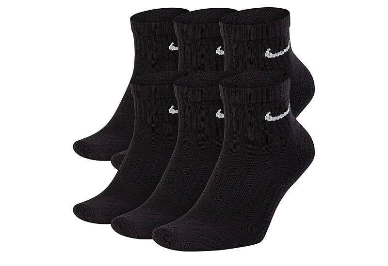 Black Mens Large Quarter Socks 6 Pairs | Nike | Rack Room Shoes