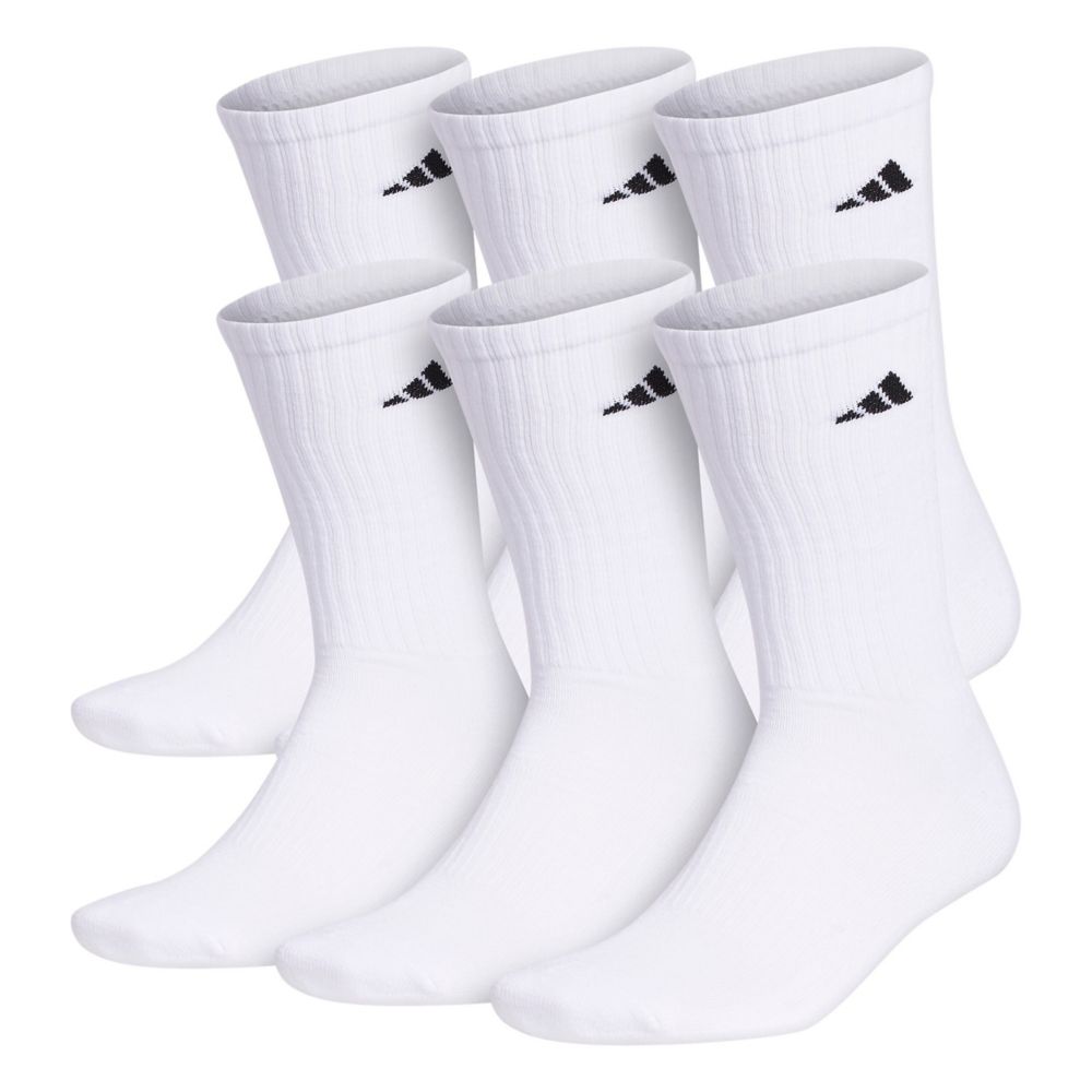 MENS CREW SOCKS 6 PAIRS WHITE