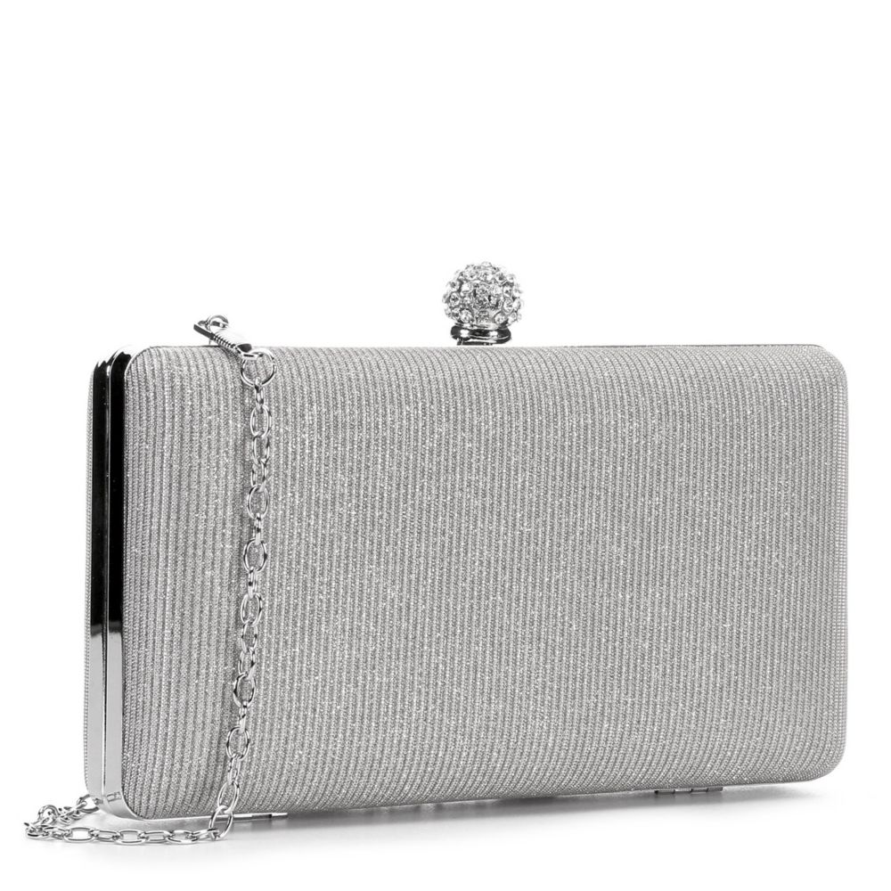 White shop silver clutch