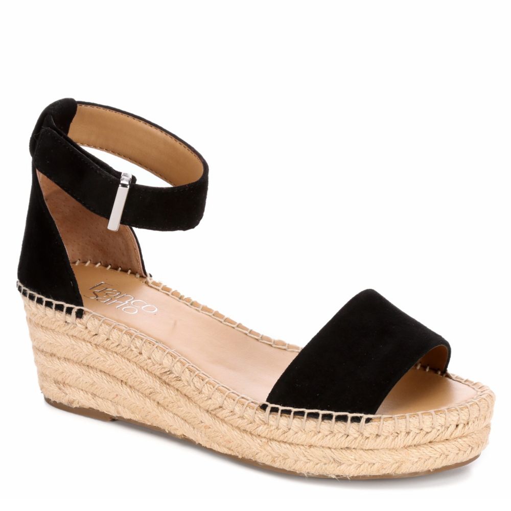 FRANCO SARTO Womens Pela Espadrille Wedge Sandal - BLACK