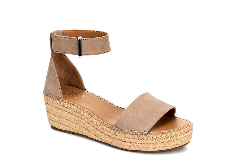 Taupe Franco Sarto Women's Pela Wedged Sandals | Off Broadway Shoes
