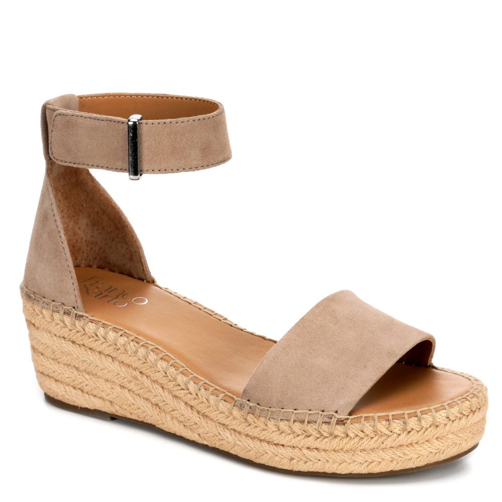 Taupe Franco Sarto Women's Pela Wedged Sandals | Off Broadway Shoes
