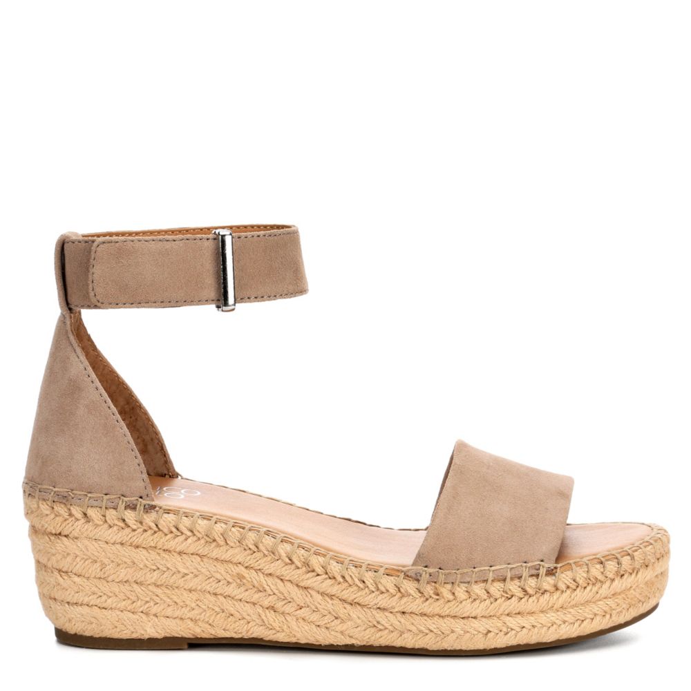 Taupe Franco Sarto Women's Pela Wedged Sandals | Off Broadway Shoes