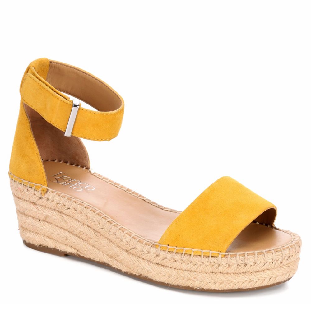 yellow wedge sandal