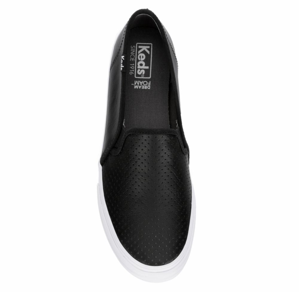 KEDS Womens Double Decker Slip On Sneaker - BLACK