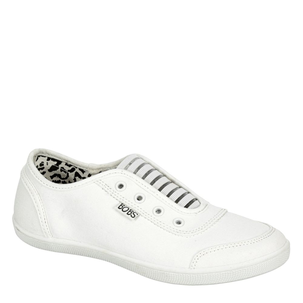 skechers white slip on tennis shoes