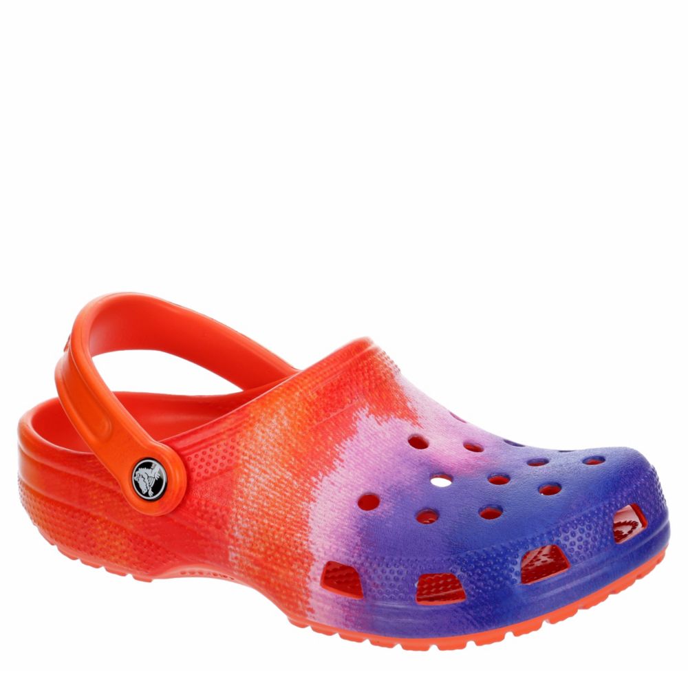 crocs orange and blue