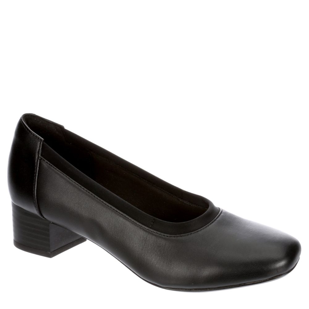 clarks black court shoes