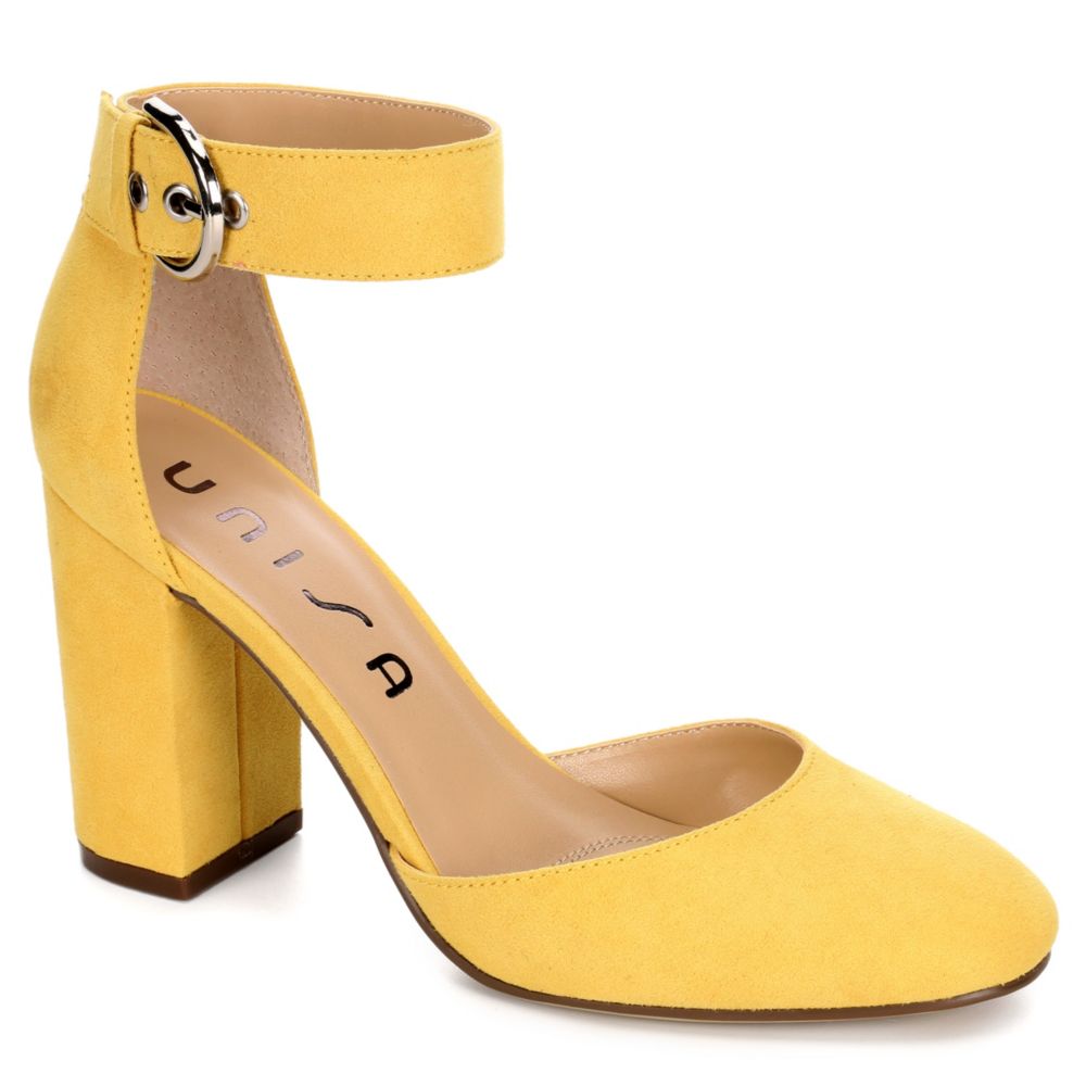 chunky yellow heels