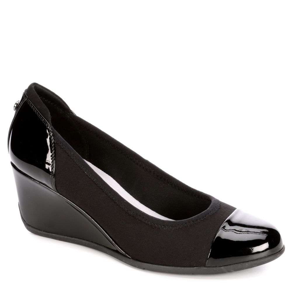 anne klein black wedge sandals