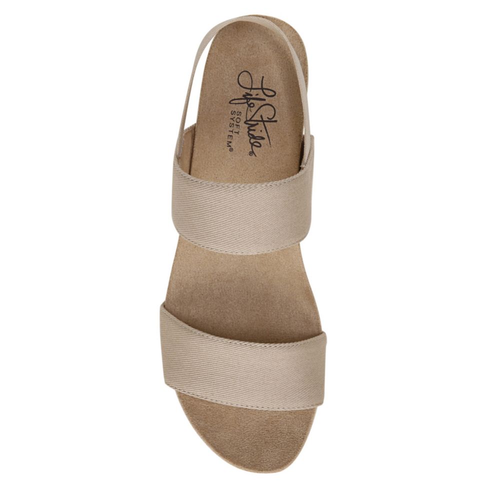 LIFESTRIDE Womens Delta Wedge Sandal - TAUPE